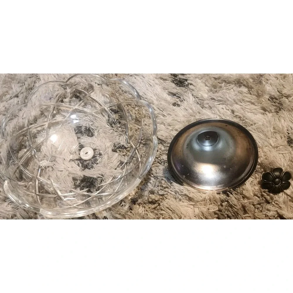 Crystal/Silverplate‎ Small Candy Dish WA Italy Vintage Flower. 2 Silver Spoons